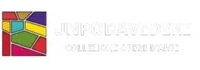 Logo con design geometrico a mosaico colorato e testo "UnPodAVedere - Collezione opere d'arte